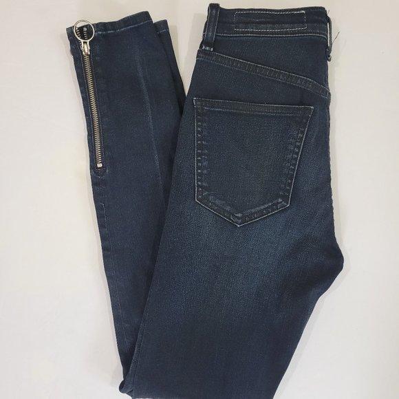 Rag & Bone O Ring Dive Capri High Rise Skinny Crop in Black Brook - Picture 7 of 11